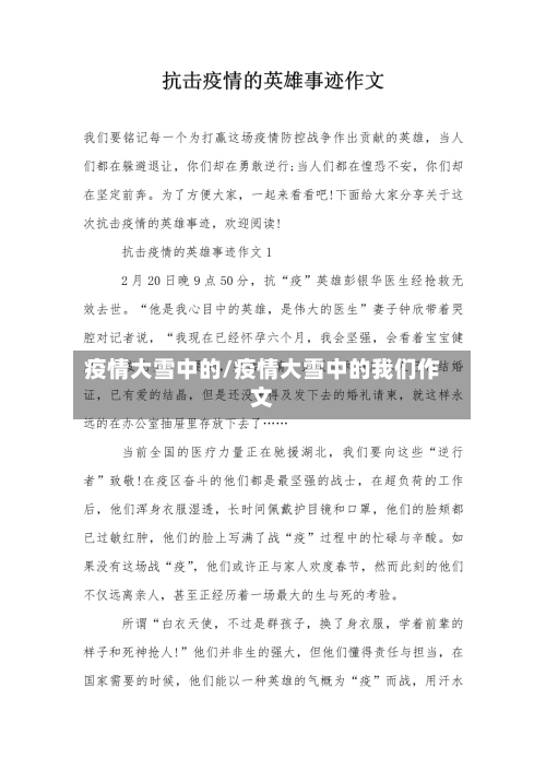 疫情大雪中的/疫情大雪中的我们作文