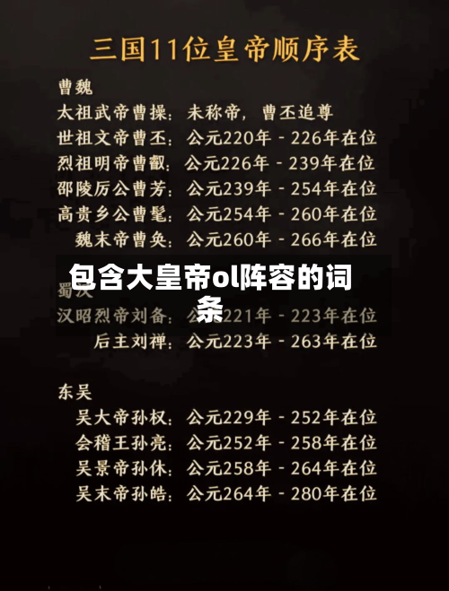 包含大皇帝ol阵容的词条-第2张图片