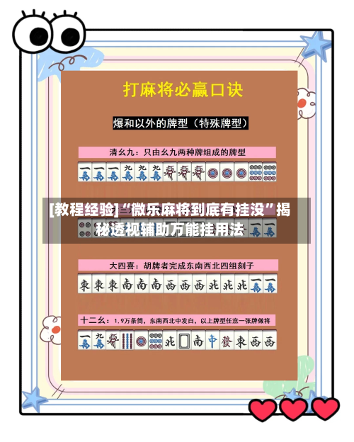 [教程经验]“微乐麻将到底有挂没”揭秘透视辅助万能挂用法-第2张图片