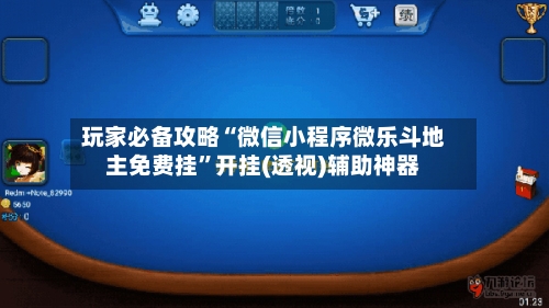 玩家必备攻略“微信小程序微乐斗地主免费挂”开挂(透视)辅助神器-第2张图片