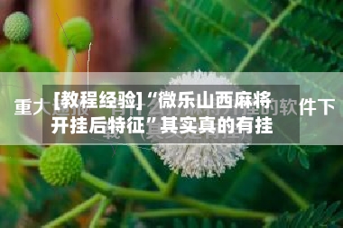 [教程经验]“微乐山西麻将开挂后特征	”其实真的有挂-第2张图片
