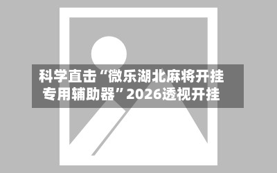 科学直击“微乐湖北麻将开挂专用辅助器”2026透视开挂-第3张图片