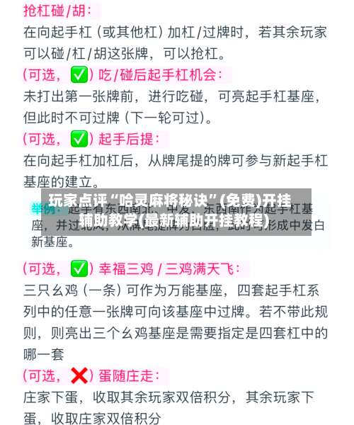 玩家点评“哈灵麻将秘诀”(免费)开挂辅助教学(最新辅助开挂教程)-第2张图片