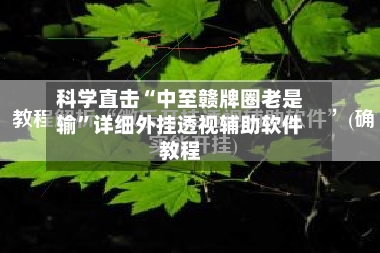科学直击“中至赣牌圈老是输	”详细外挂透视辅助软件教程-第3张图片