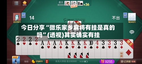 今日分享“微乐家乡麻将有挂是真的吗”(透视)其实确实有挂-第3张图片