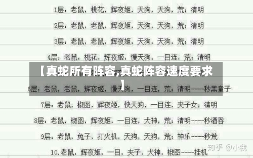 【真蛇所有阵容,真蛇阵容速度要求】