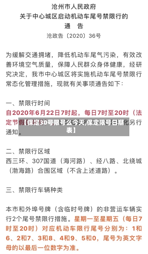 【保定30号限号么今天,保定限号日期表】-第2张图片