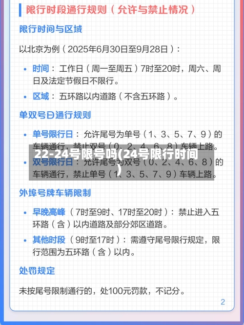 22-24号限号吗(24号限行时间)