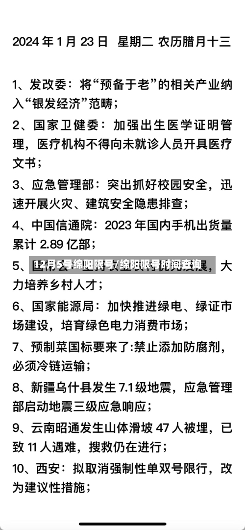12月5号绵阳限号/绵阳限号时间查询