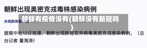 朝鲜有疫情没有(朝鲜没有新冠吗)