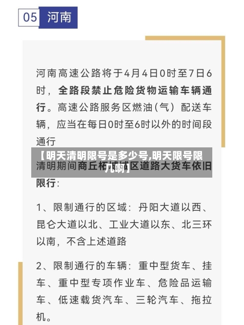 【明天清明限号是多少号,明天限号限几啊】