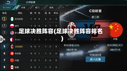 足球决胜阵容(足球决胜阵容排名)