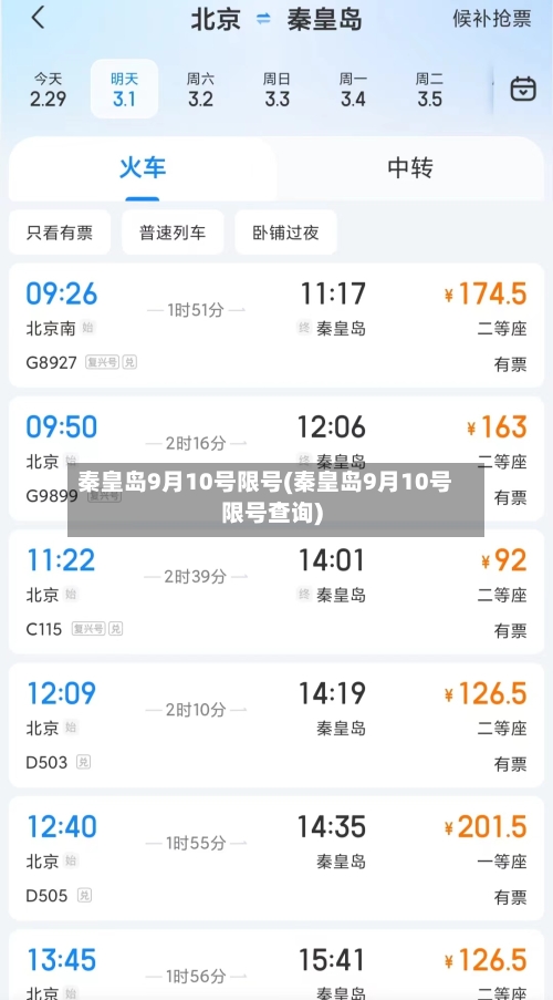 秦皇岛9月10号限号(秦皇岛9月10号限号查询)-第2张图片