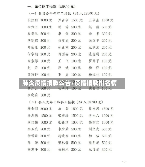 肺炎疫情捐款公告/疫情捐款排名榜-第2张图片