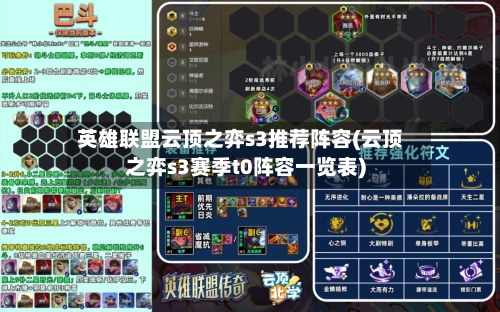 英雄联盟云顶之弈s3推荐阵容(云顶之弈s3赛季t0阵容一览表)