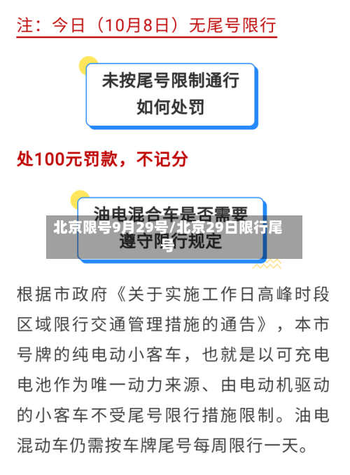 北京限号9月29号/北京29日限行尾号