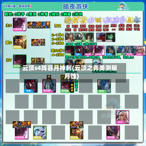 云顶s4阵容月神刺(云顶之弈美测服月蚀)