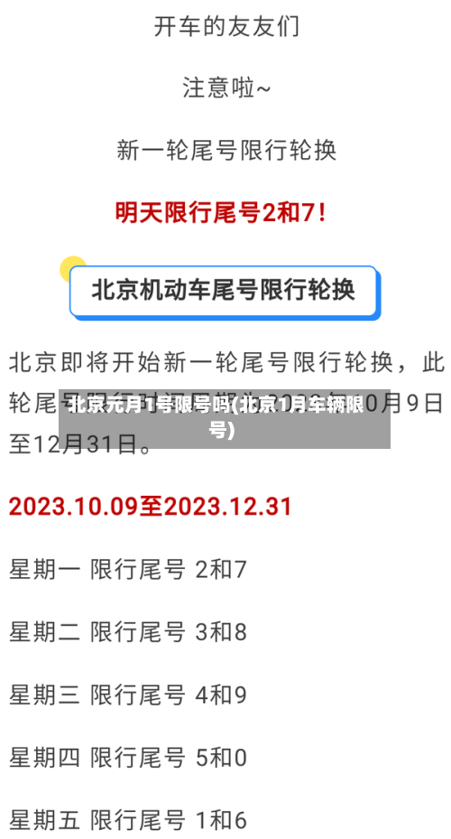北京元月1号限号吗(北京1月车辆限号)