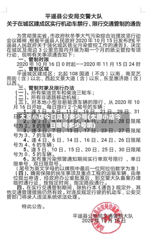 太原小店今日限号多少号(太原小店今日限号多少号啊)