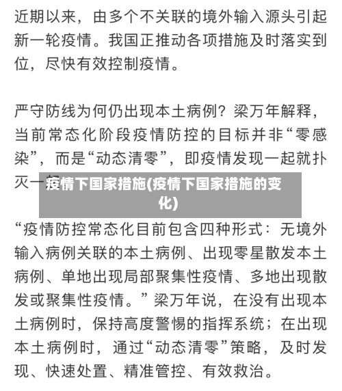 疫情下国家措施(疫情下国家措施的变化)
