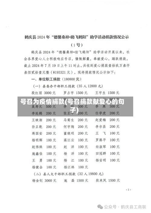 号召为疫情捐款(号召捐款献爱心的句子)-第2张图片