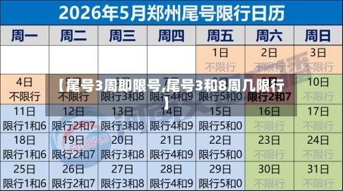 【尾号3周即限号,尾号3和8周几限行】