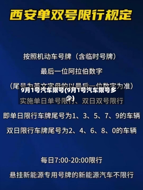 9月1号汽车限号(9月1号汽车限号多少)