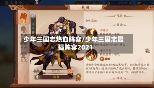 少年三国志热血阵容/少年三国志最强阵容2021