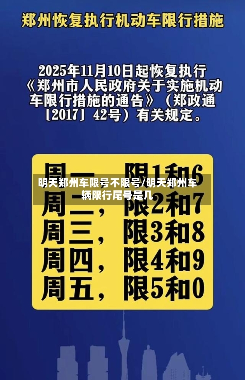 明天郑州车限号不限号/明天郑州车辆限行尾号是几-第2张图片