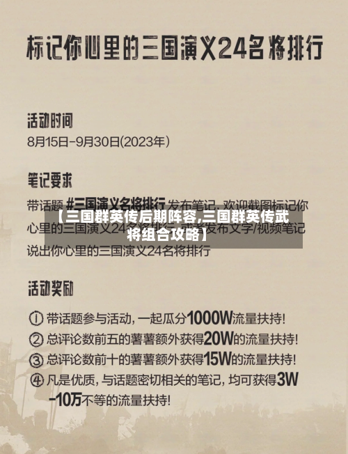 【三国群英传后期阵容,三国群英传武将组合攻略】