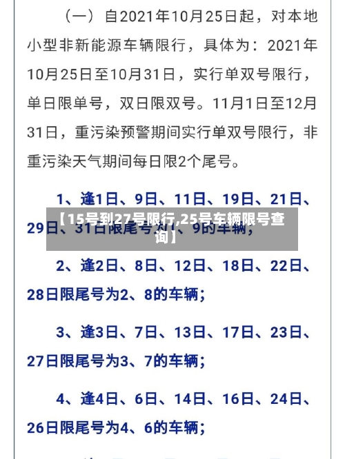 【15号到27号限行,25号车辆限号查询】-第2张图片