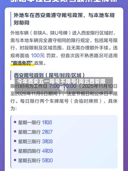 今年西安五一限号不限号(周五西安限号)-第3张图片