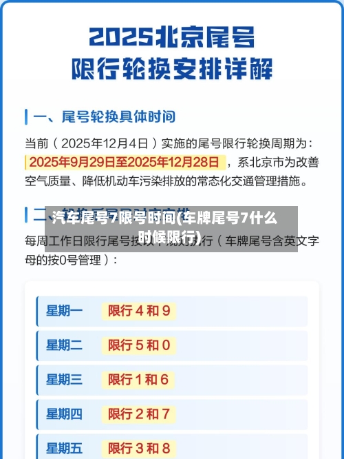 汽车尾号7限号时间(车牌尾号7什么时候限行)-第2张图片