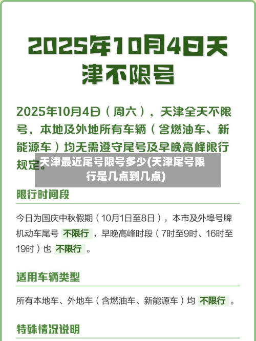 天津最近尾号限号多少(天津尾号限行是几点到几点)-第2张图片