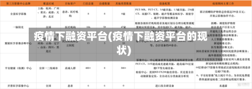 疫情下融资平台(疫情下融资平台的现状)-第2张图片