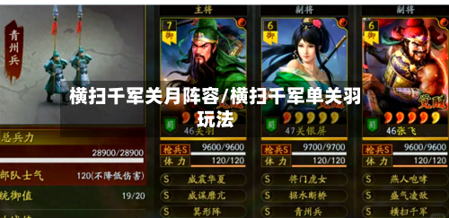 横扫千军关月阵容/横扫千军单关羽玩法-第3张图片
