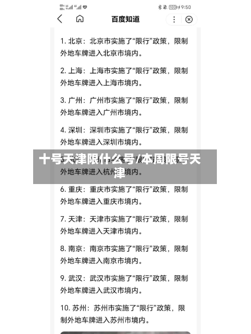 十号天津限什么号/本周限号天津