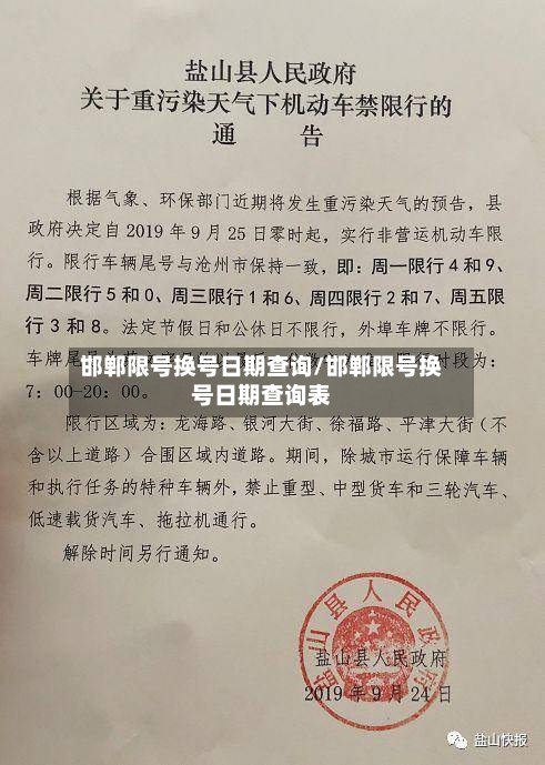 邯郸限号换号日期查询/邯郸限号换号日期查询表-第2张图片