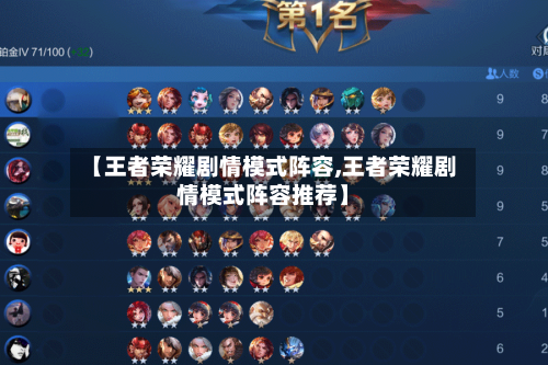 【王者荣耀剧情模式阵容,王者荣耀剧情模式阵容推荐】