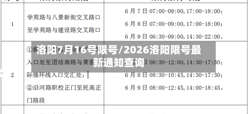 洛阳7月16号限号/2026洛阳限号最新通知查询-第3张图片